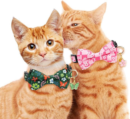 2 Pack Cotton Cat Collar with Bow Tie and Bell - Image 6