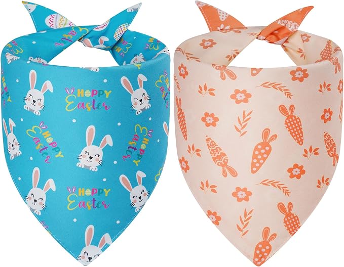 Easter Dog Bandanas Small 2PCS, 4 Pattern Colorful Scarf - Image 2