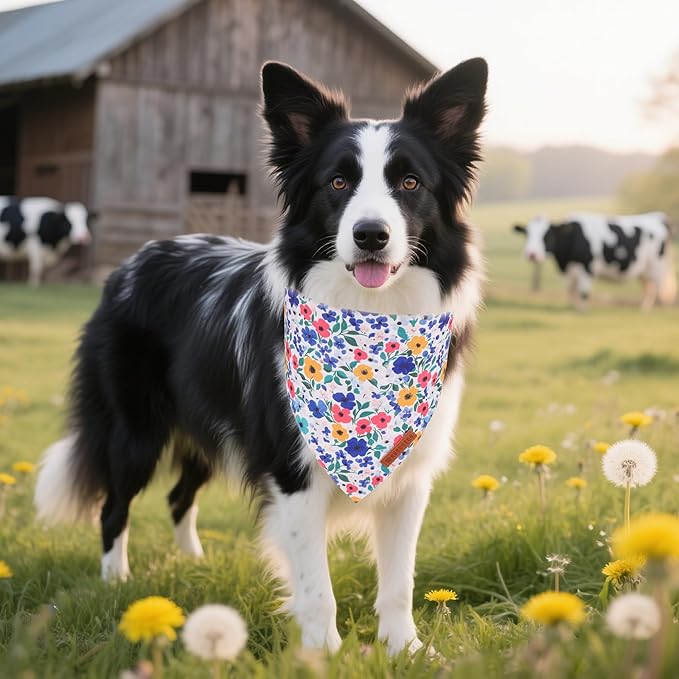 ADOGGYGO Floral Dog Bandanas 2 Pack, Reversible Cute Flower Scarf, Premium - Image 2
