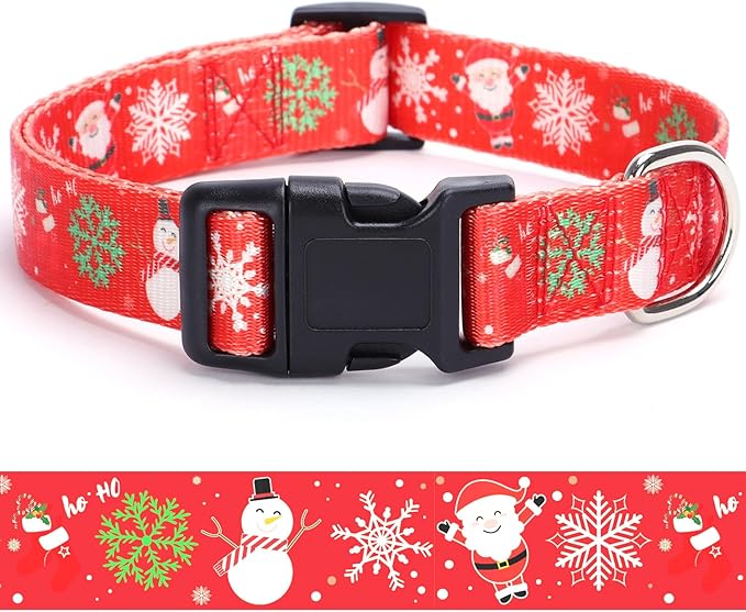 Christmas Dog Collar with Buckle Adjustable Safety Nylon Collars by BOOMIBOO