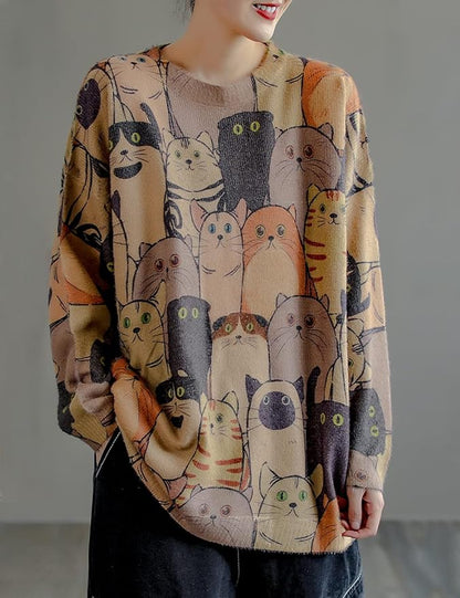 YESNO Women Christmas Sweater Graphic Printed Oversized Pullover Sweaters - Image 2