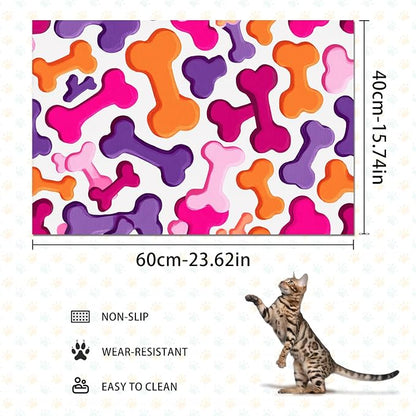 Colorful Dog Bone Pattern Pet Food Mat - Image 4