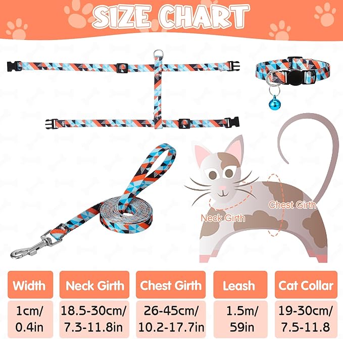 2 Pack Cat Harness and Leash Set, Escape Proof Adjustable Kitten Harness - Image 2