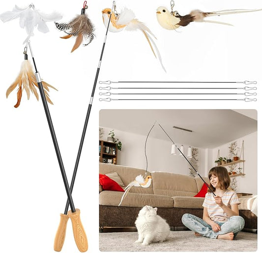 ROSAUI Cat Teaser Wand Toys, Interactive Bird Toy by ROSAUI