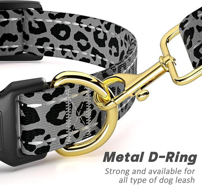 Reflective Dog Collar for Large Dogs, Cute Leopard Style Adjustable Heavy-Duty - Image 5