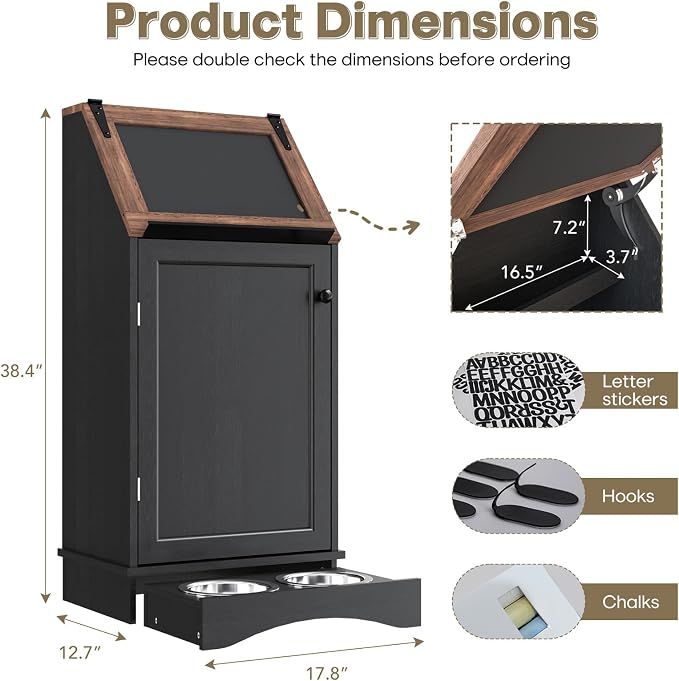 Flip-Top Dog Feeding Station, Dog Food Cabinet - Image 2