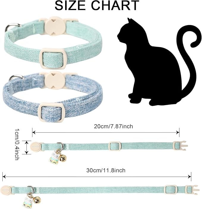 Cat Collar, 2 Pack Green Cat Collars Breakaway - Image 3