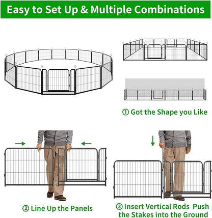 Dog Playpen Outdoor Extra Wide 16 Piece Panels Heavy Duty Dog Fence 24" Height - Image 7