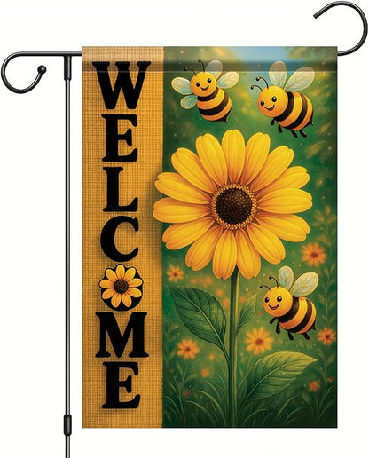 Spring Summer Garden Flag Bee Sunflower Flag 12x18 Inch Double-Sided Cute by StarlitPatio