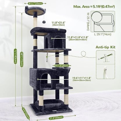 Globlazer Heavy Duty Cat Trees for Large Cats, Sturdy 72in Maine Coon Cat Tree - Image 6