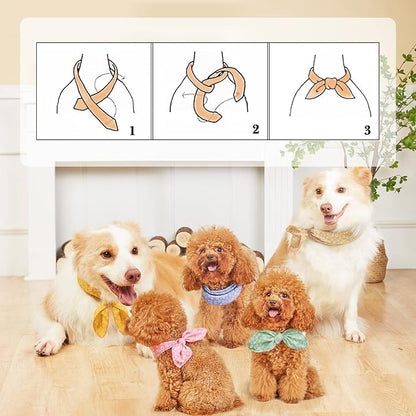 4PCS Spring Dog Bandanas Cat Birthday Cute Soft Cotton Puppy Scarfs Washable - Image 6