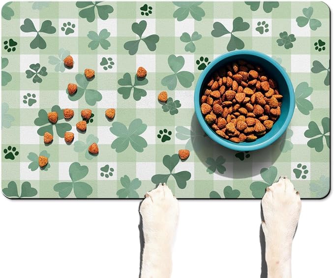 St Patricks Day Dog Food & Water Mat, Super Absorbent Cat Bowl Mat - Image 7