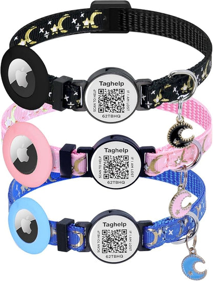 3 Pack Airtag Cat Collar, Breakaway Cat Airtag Collar by Taghelp
