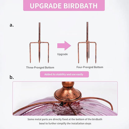 MUMTOP 31 Inch Height Glass Birdbath Birdfeeder - Image 6