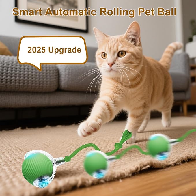 Interactive Cat Toy, 2025 New Interactive Rolling Cats Dog Toy Balls 360° Smart - Image 3