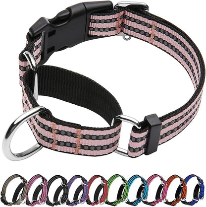 Martingale Dog Collar, Adjustable Nylon Reflective Collar by JOYEEIIOO