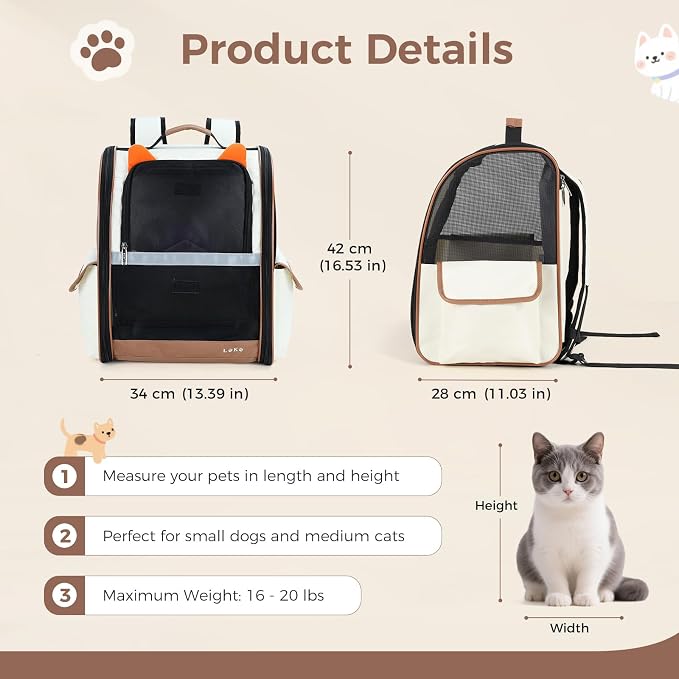 Lekereise Ventilated Dog Backpack Carriers, Cat Carrier Backpacks - Image 3