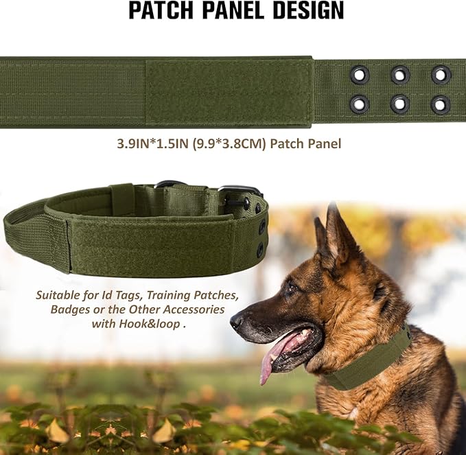 Tactical Dog Collar with Handle, Military Adjustable Heavy Duty Metal Buckle - Image 4