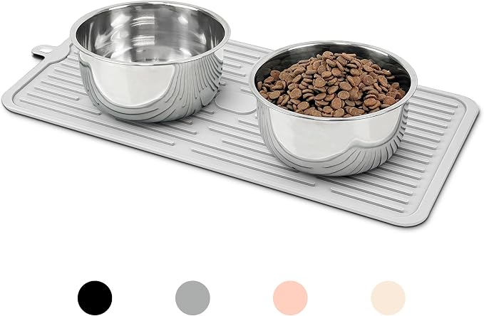 Ptlom Pet Placemat for Dog and Cat, Anti-Slip Waterproof Dogs Feeding Mat by PTLOM