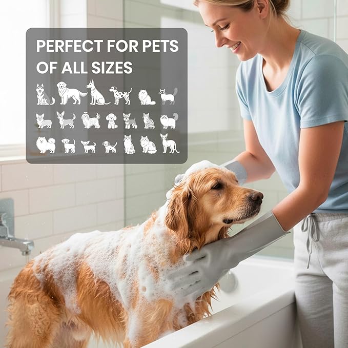 DELOMO Dog Washing Gloves with Comb: Soft and Gentle Silicone Pet Grooming - Image 7