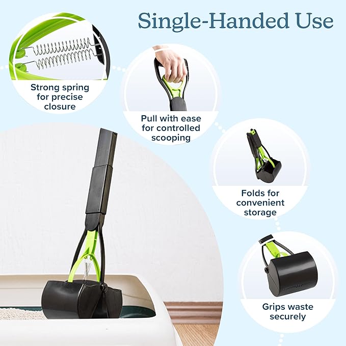 Pooper Scooper - Foldable Cat and Dog Poop Scoop - Enables One-Handed Use on - Image 4
