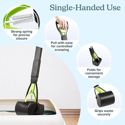 Pooper Scooper - Foldable Cat and Dog Poop Scoop - Enables One-Handed Use on - Image 4