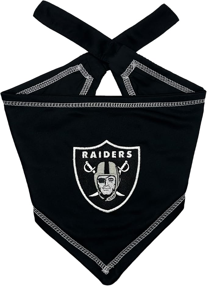 Pets First NFL Las Vegas Raiders TIE Bandana, Large/X-Large. Dog Bandana Scarf by PETSFIRST