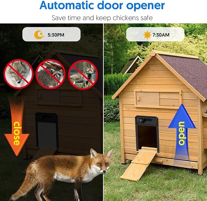 1080P HD Camera Solar Automatic Chicken Coop Door, 5000 mAh Large Battery - Image 3