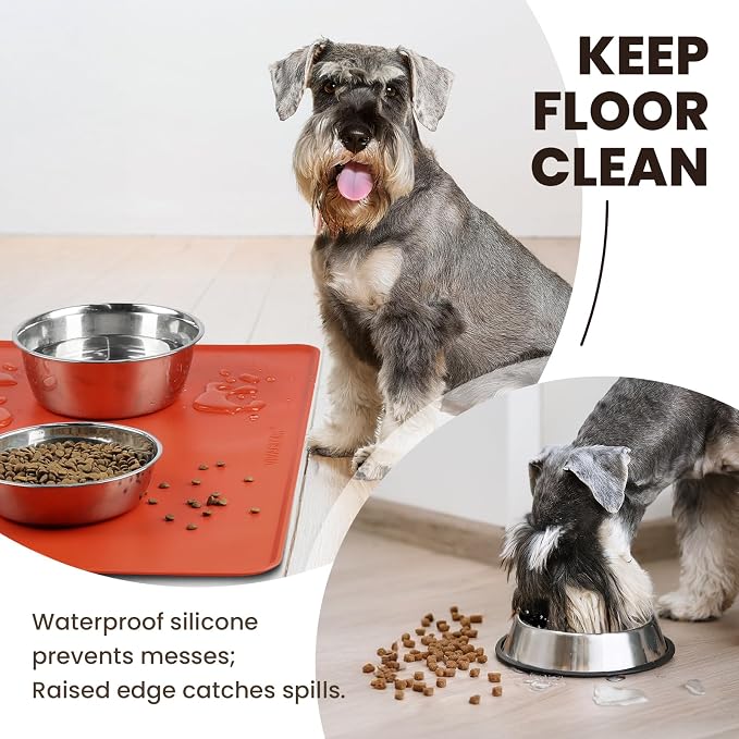 VIVAGLORY Dog Food Mat Flexmat Dog Bowl Mat, Placemat Food Tray - Image 2