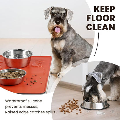 VIVAGLORY Dog Food Mat Flexmat Dog Bowl Mat, Placemat Food Tray - Image 2