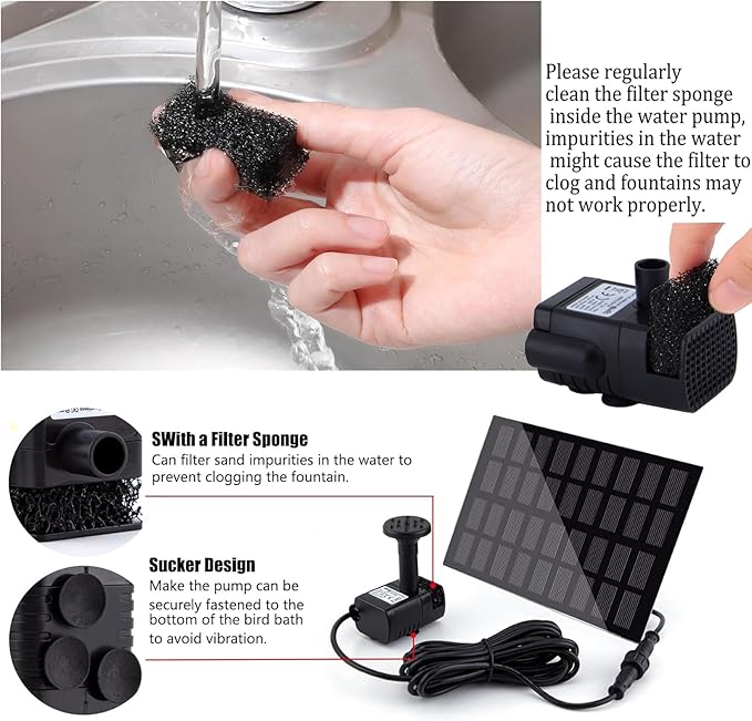 Solar Fountain Pump for Bird Bath, - Image 7
