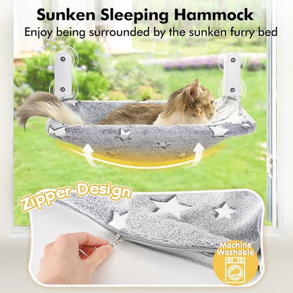 Cat Window Perch, Glow in The Dark Cordless Foldable Pet Hammock Bed - Image 2