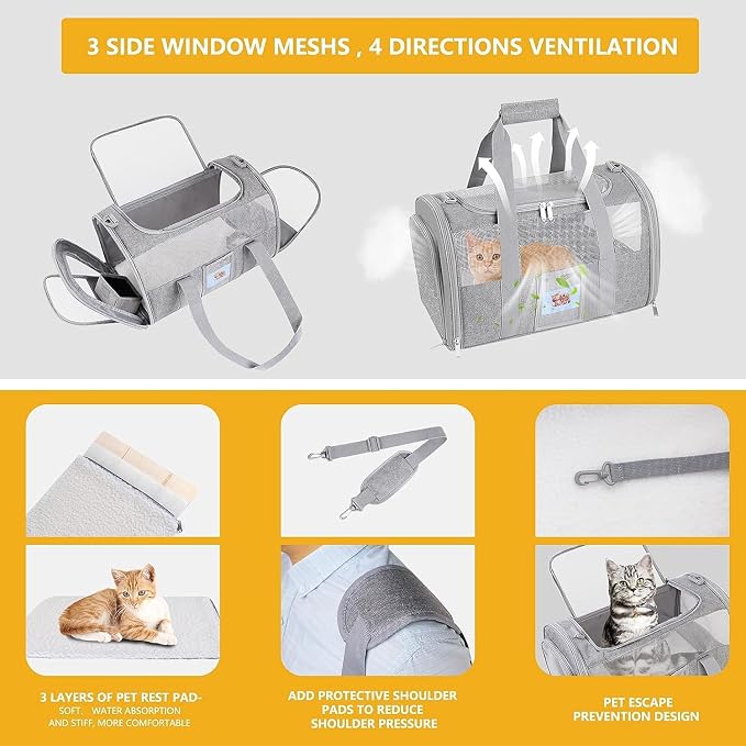 Airline Approved Cat Carrier, Soft-Sided Pet Travel Carrier - Image 6