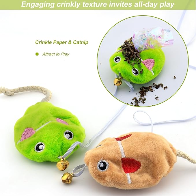 Interactive Cat Toy Wand with Catnip Mouse, Cat Teaser Wand Rainbow String - Image 6