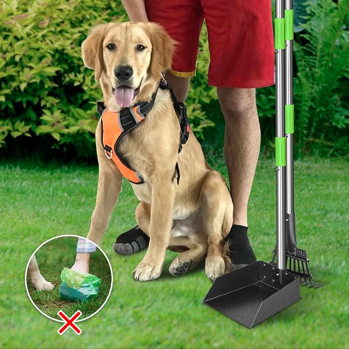 TOOGE Pooper Scooper, Dog Pooper Scooper Long Handle Stainless Metal Tray and - Image 5