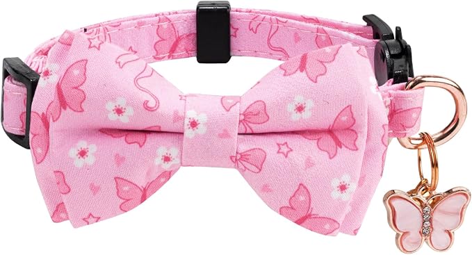 2 Pack Cotton Cat Collar with Bow Tie and Bell - Image 3