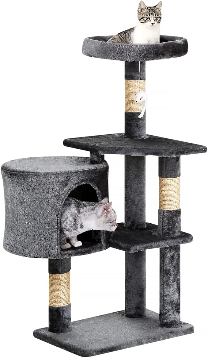 BestPet | 36" Cat Tree Tower | Light Gray | Sturdy Multi-Level Cat Tree by BestPet
