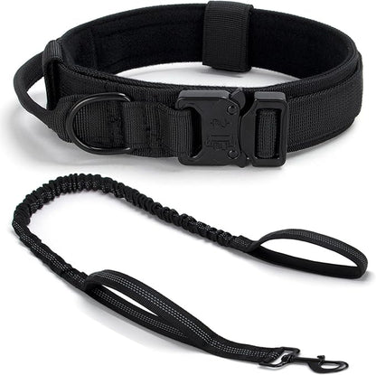 Tactical Dog Collar Set, Adjustable Military Training Nylon Dog Collar by CADONO