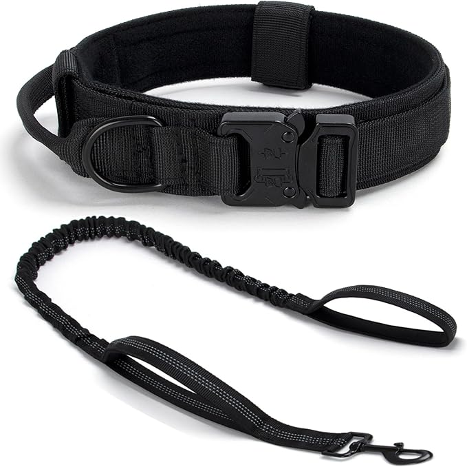 Tactical Dog Collar Set, Adjustable Military Training Nylon Dog Collar by CADONO