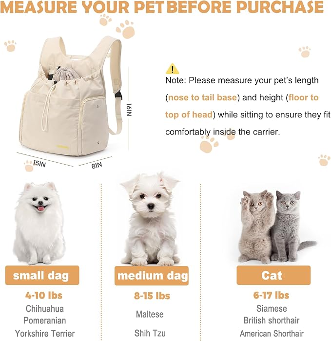 Dog Front Carrier Backpack, Adjustable Pet Dog Carrier Backpack Ventilated Mesh - Image 2