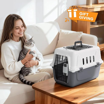 MoNiBloom 18-Inch 2-Door Top Loading Cat Carrier, Plastic Dog Crate Hard-Sided - Image 7