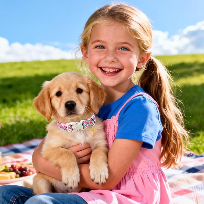 DOGWONG Spring Flower Dog Collar-Cute Floral Daisy Dog Collar, Adjustable Soft - Image 4