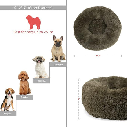 Calming Donut Dogs Beds for Small Dogs Washable, 23inch Plush Round Pet Bed for - Image 3