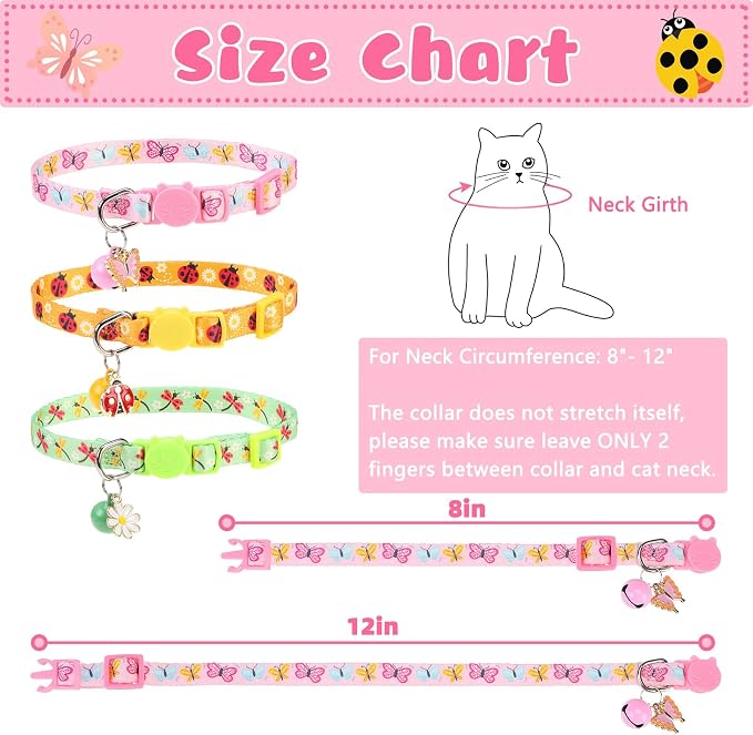 Breakaway Cat Collars with Bell & Cute Pendants, 3 Pack Safety Buckle Kitten - Image 5