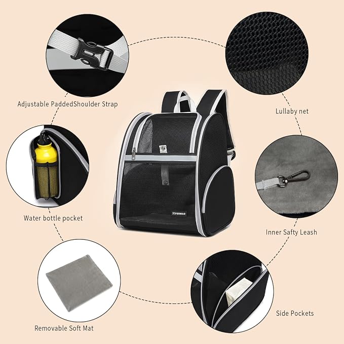 Cat Backpack Carrier for Small Dogs and Medium cat Puppy Kitten Bunny Pet - Image 6