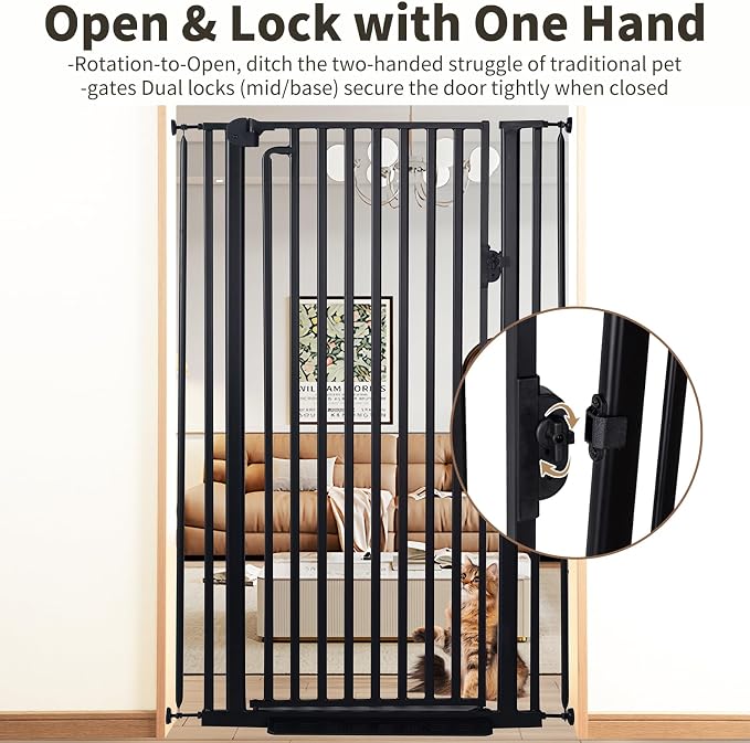 59“ Extra Tall Cat Gate for Doorway：29.4-33.4” Wide Pet Gate, Auto Close/One - Image 2