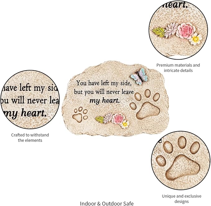 Evergreen Pet Memorial Stones | You Will Never Leave My Heart | 11.5 inches - Image 4