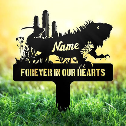 Personalized Bearded Dragon Memorial Metal Stake – Custom Lizard Pet Grave by NIWAHO