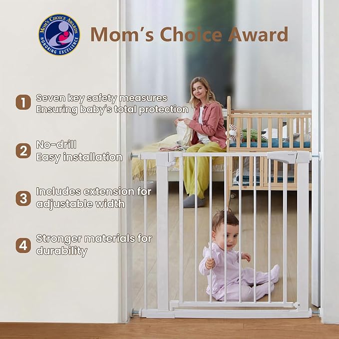 Mumeasy 29.6-46" Baby Gate for Stairs, Pressure Mounted Dog Gate for Doorways - Image 2