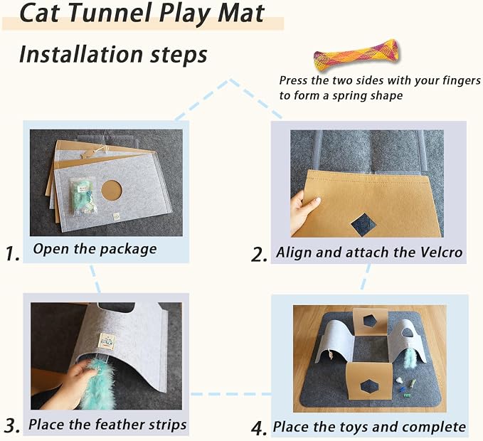 Cat Toys Tunnel for Indoor Cats, 4-Way Felt Cat Tunnel Play Mat - Image 6
